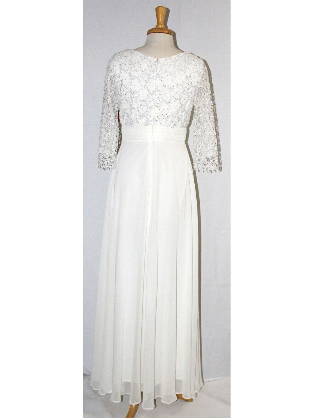 Cindy #1398 Chiffon & Lace Long Formal or Wedding Gown-Size M-IVORY-NWT - Picture 2 of 5